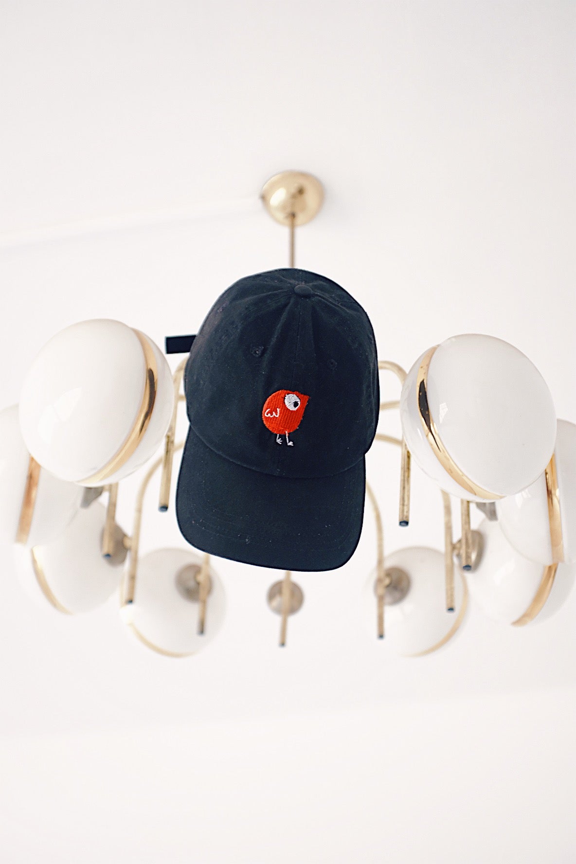 Embroidered Birdie Logo Black Cap