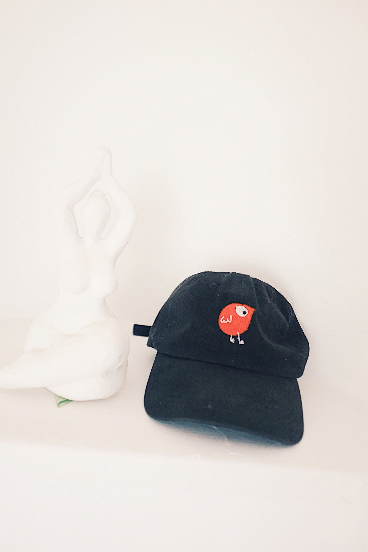 Embroidered Birdie Logo Black Cap